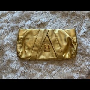 Gold Halston clutch bag small